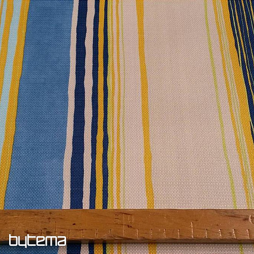 Dekoračná látka pruh modro-žltý 140cm