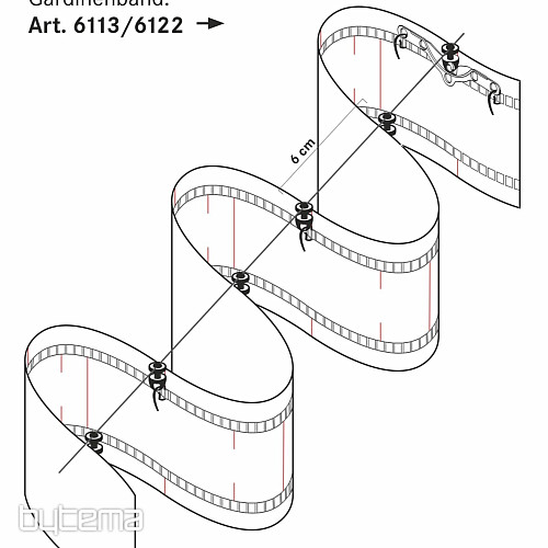 Riasiaca stuha NEW WAVE na záclonu 8 cm, 1:2