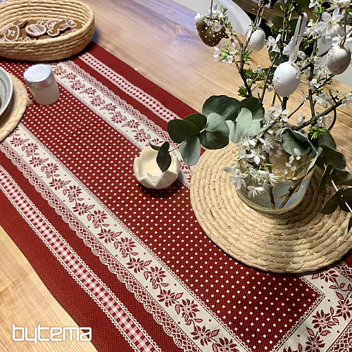 Gobelínový obrus a šál SEDĽSKÁ JIZBA červená