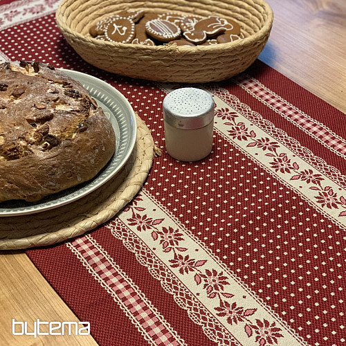 Gobelínový obrus a šál SEDĽSKÁ JIZBA červená