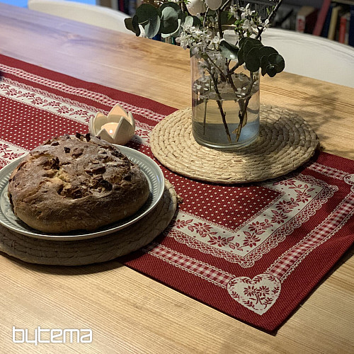 Gobelínový obrus a šál SEDĽSKÁ JIZBA červená