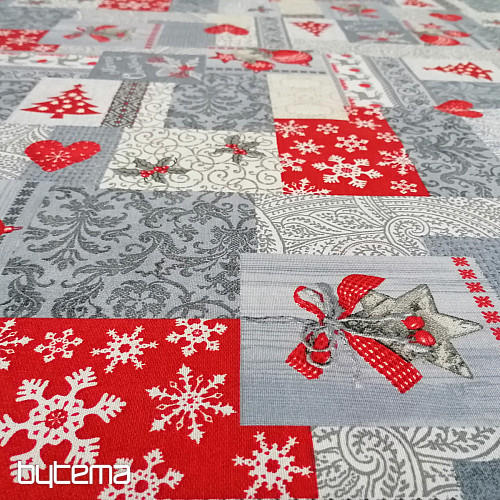 Dekoračná látka PATCHWORK vianočné šedý