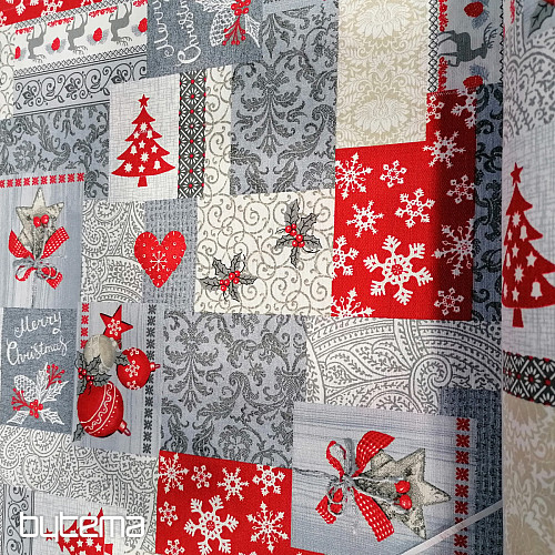 Dekoračná látka PATCHWORK vianočné šedý