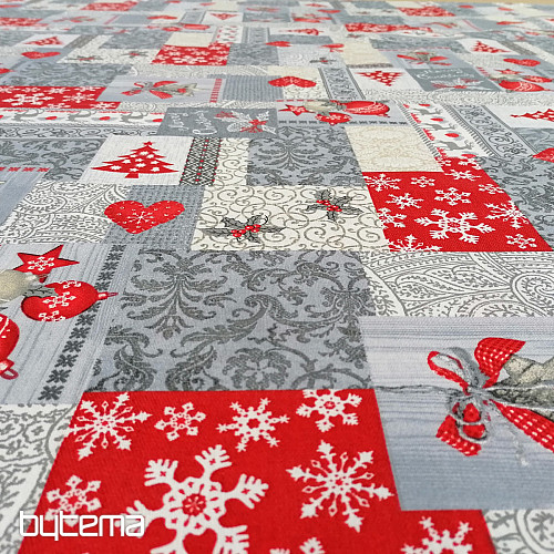 Dekoračná látka PATCHWORK vianočné šedý