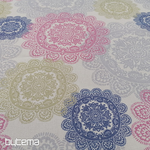 Dekoračné látka MANDALA ružovo-šedá