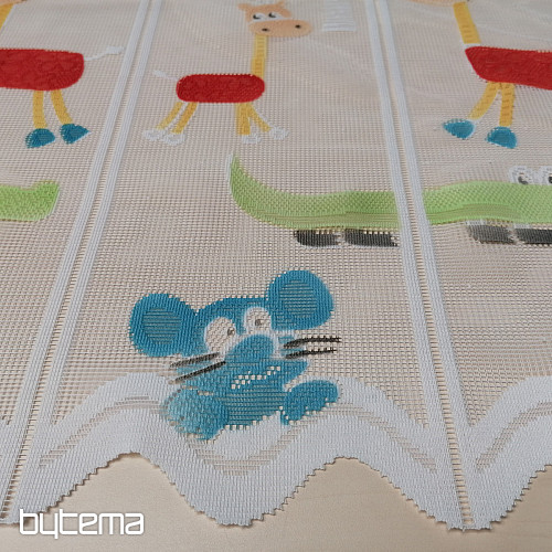 Detská záclona na vitrážku - žakárové ZVIERATÁ