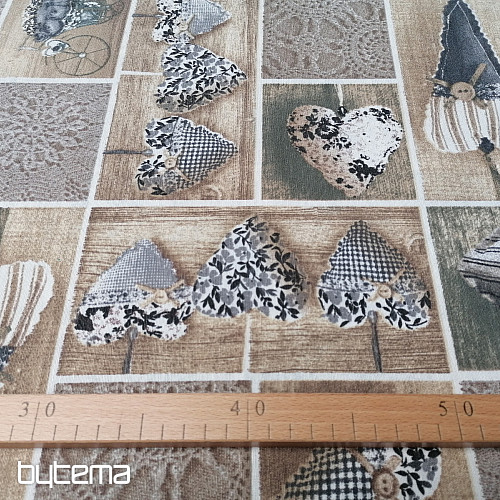 Dekoračné látka SRDIEČKA LIDIA šedá