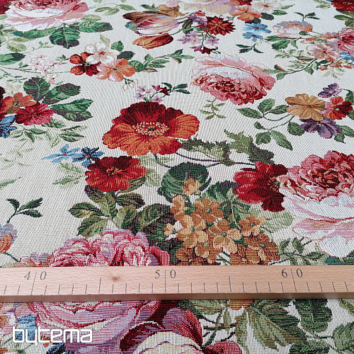 Gobelínová látka SMOTANOVÁ RUŽA