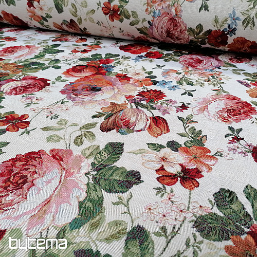 Gobelínová látka SMOTANOVÁ RUŽA