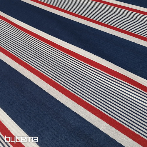 Bavlnená látka Pruh modro-červený