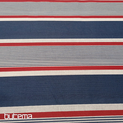 Bavlnená látka Pruh modro-červený