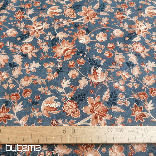 Bavlnená látka VARANASI KALAMKARI modrá