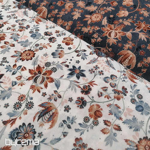 Bavlnená látka VARANASI Kalamkari biela