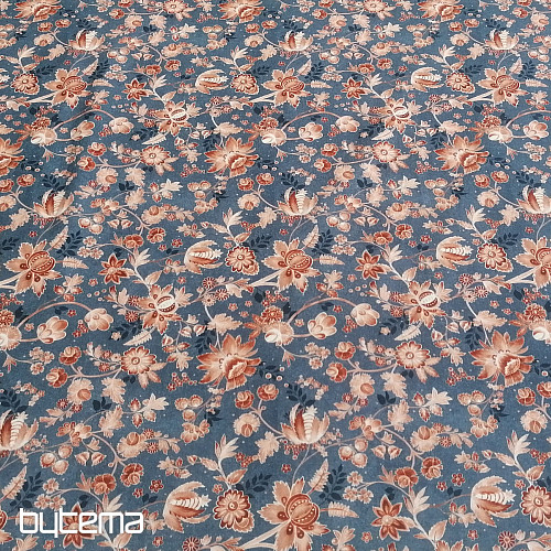 Bavlnená látka VARANASI KALAMKARI modrá