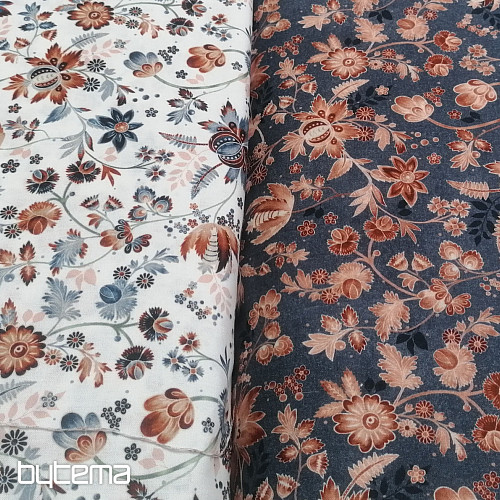 Bavlnená látka VARANASI Kalamkari biela