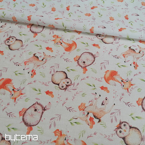 Bavlnená látka Sovy a srnky