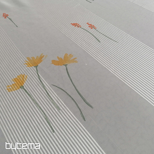 Voálová záclona biela-pruhy s kvetmi 829291/05
