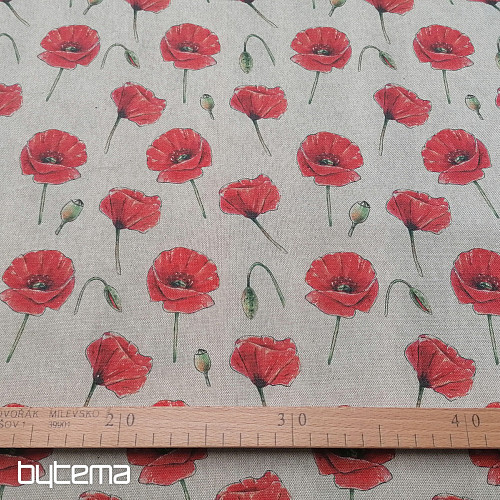 Dekoračná látka Vlčie maky - primavera digitalná tlač