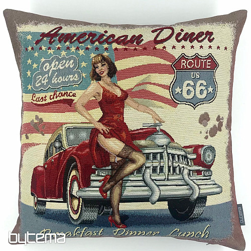 Gobelínový obliečka na vankúš AMERICAN DINER ROUTE 66