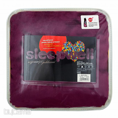 Prestieradlo mikroflanel SLEEP WELL tm. fialové