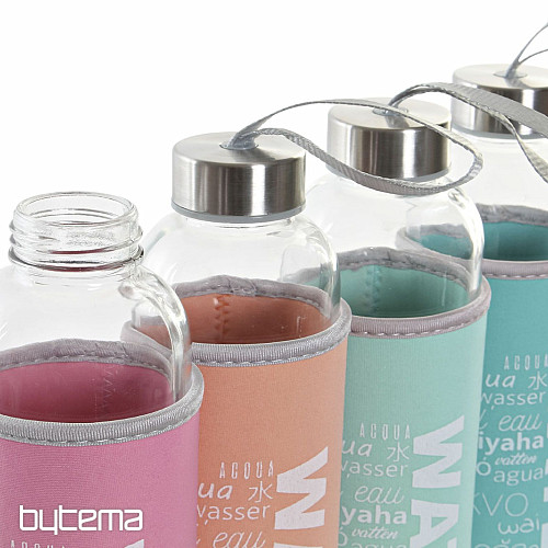 Sklenená fľaša s neoprénovým obalom 600 ml