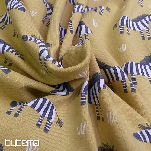 Bavlnený úplet ZEBRA žlto-zelený