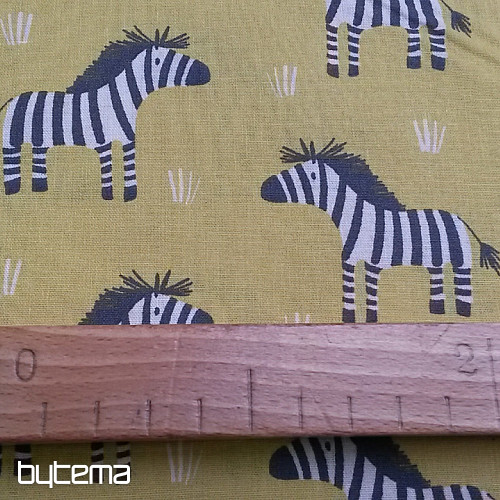 Bavlnená látka ZEBRA žlto-zelená