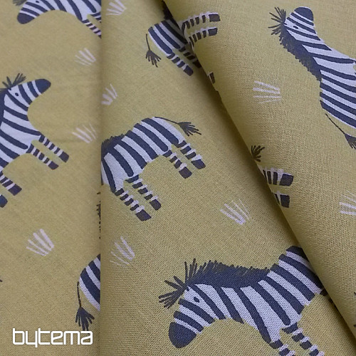 Bavlnená látka ZEBRA žlto-zelená