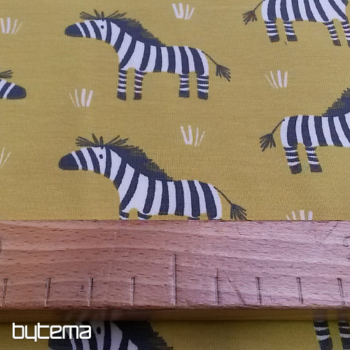 Bavlnený úplet ZEBRA žlto-zelený